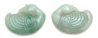 A Pair of Chinese Carved Jade Figures of Resting Ducks