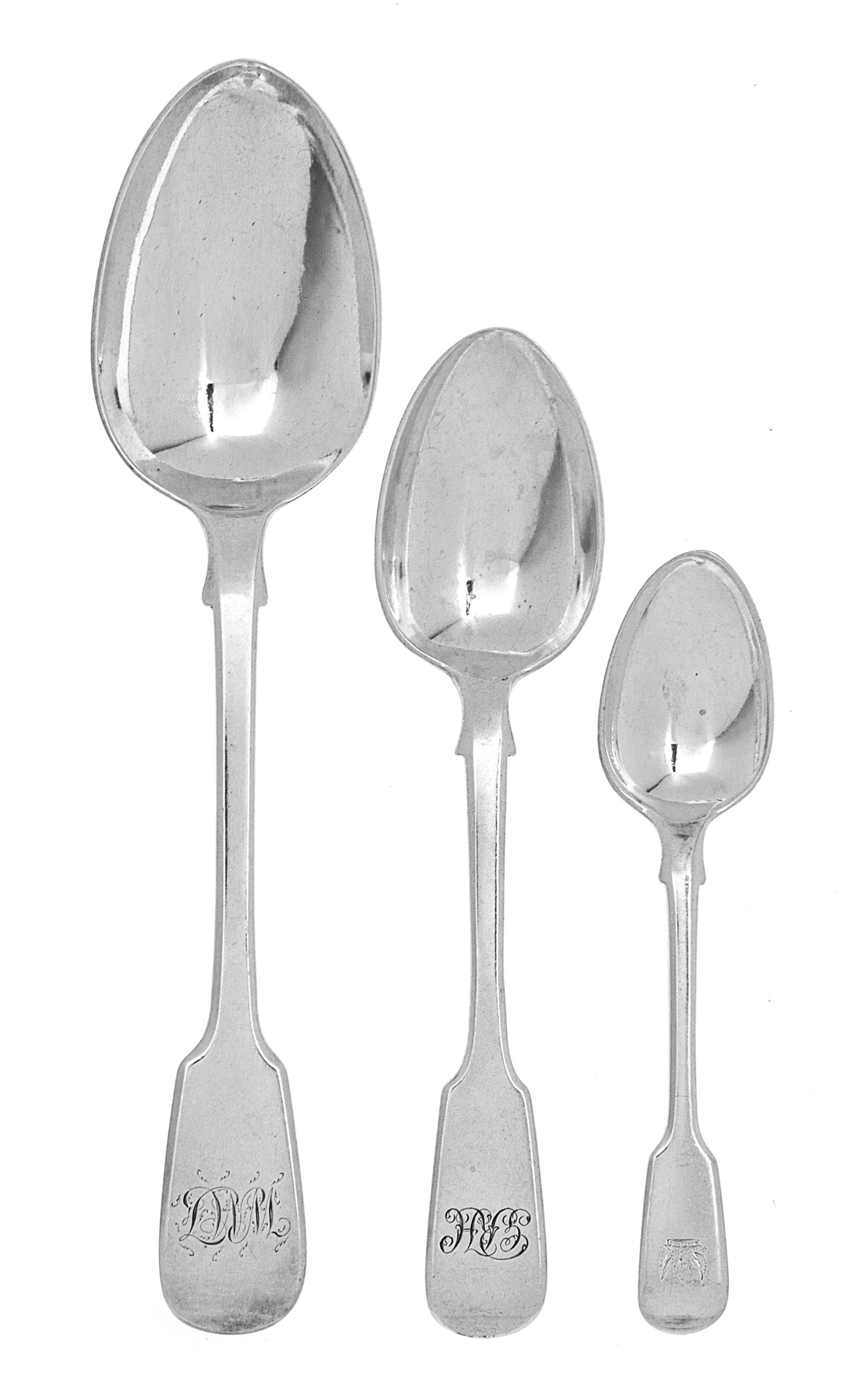 An Assembled and William IV and Victorian Silver Flatware Service, Various Makers including Charles Boyton, Charles Eley, Mary Chawner