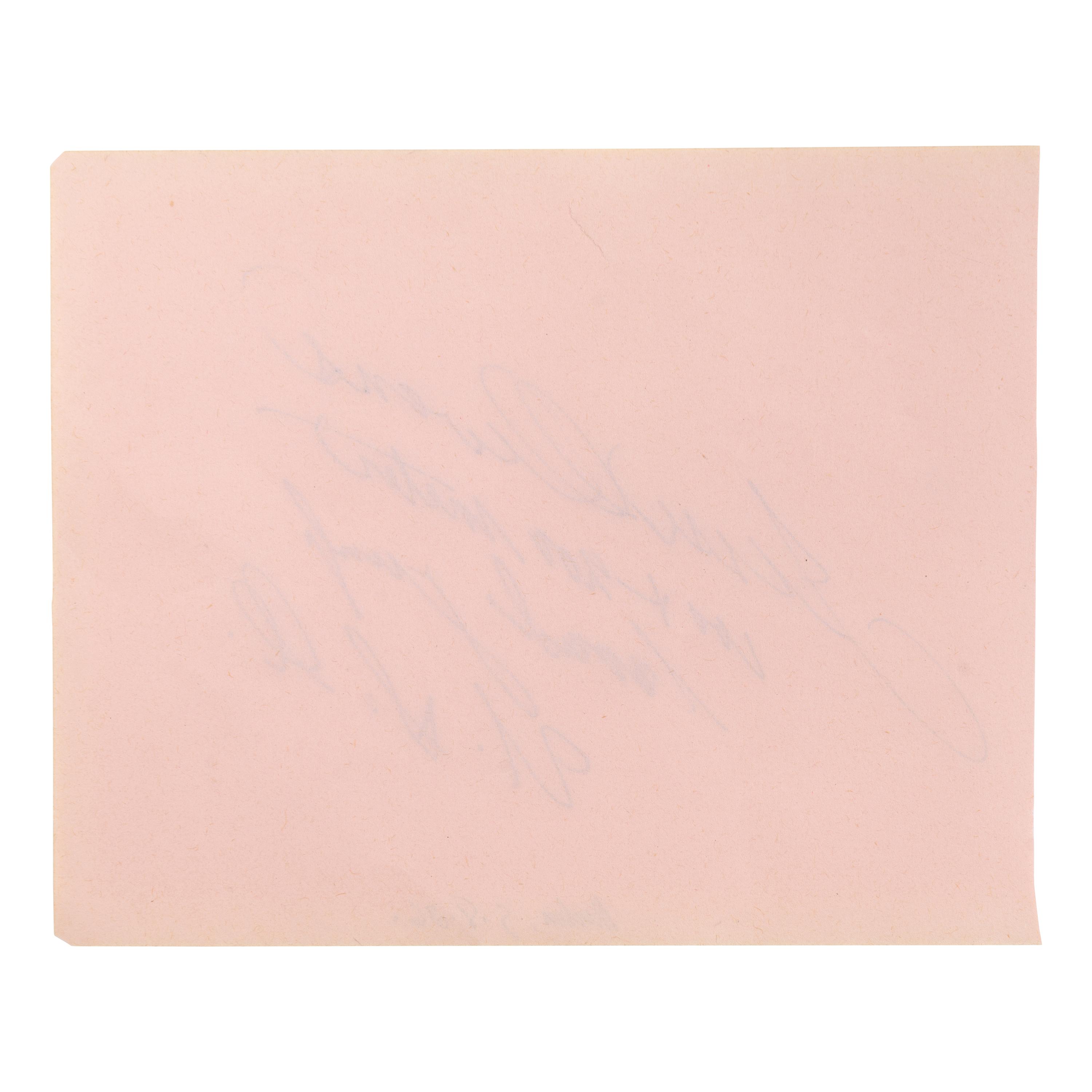 [African American]. Owens, Jesse (1913-1980). Autograph note signed ("Jesse Owens"), Berlin, 9 August 1936.