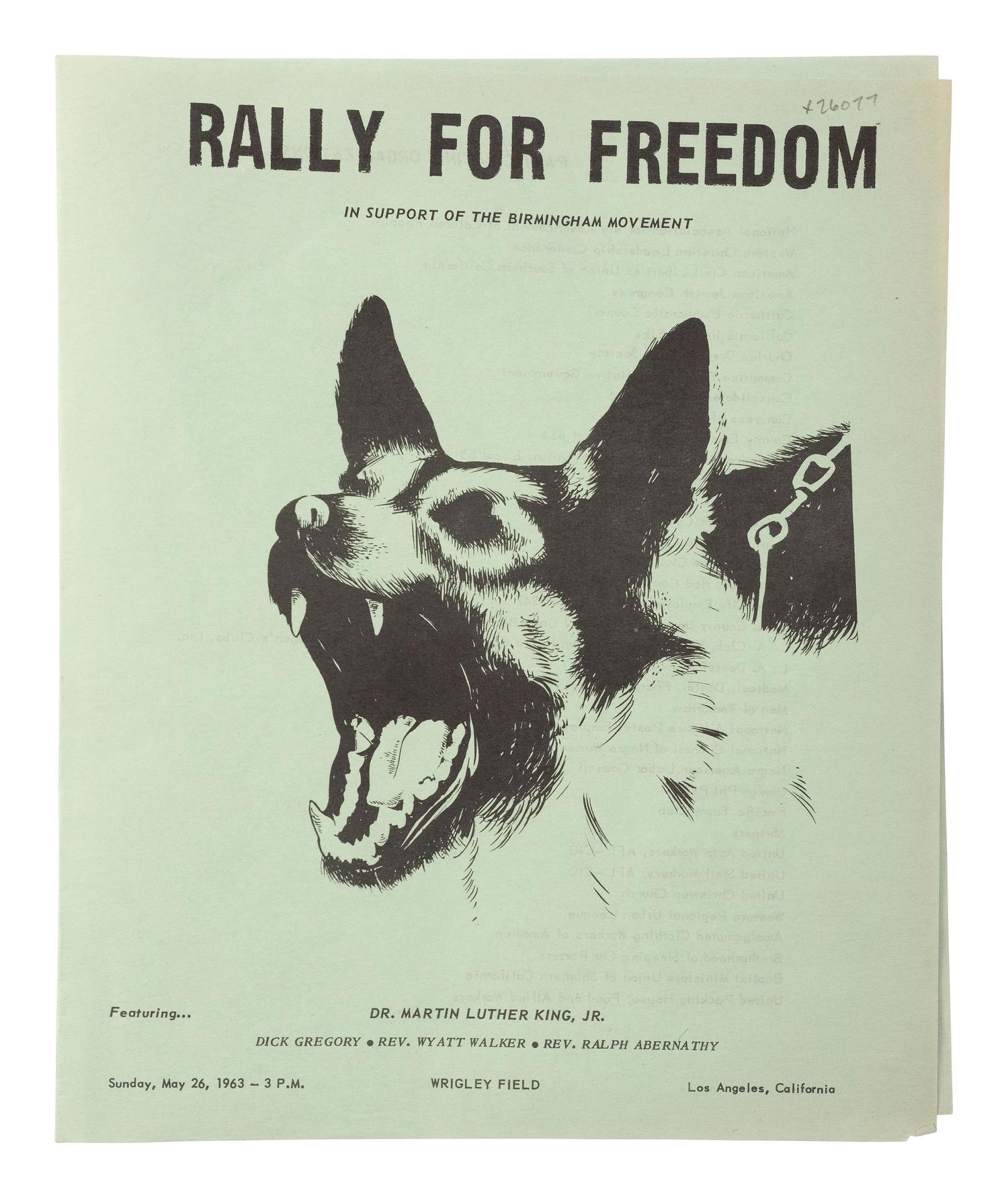 [KING, Martin Luther, Jr. (1929-1968)]. Rally for Freedom in Support of the Birmingham Movement . Wrigley Field, Los Angeles, CA: 26 May 1963.