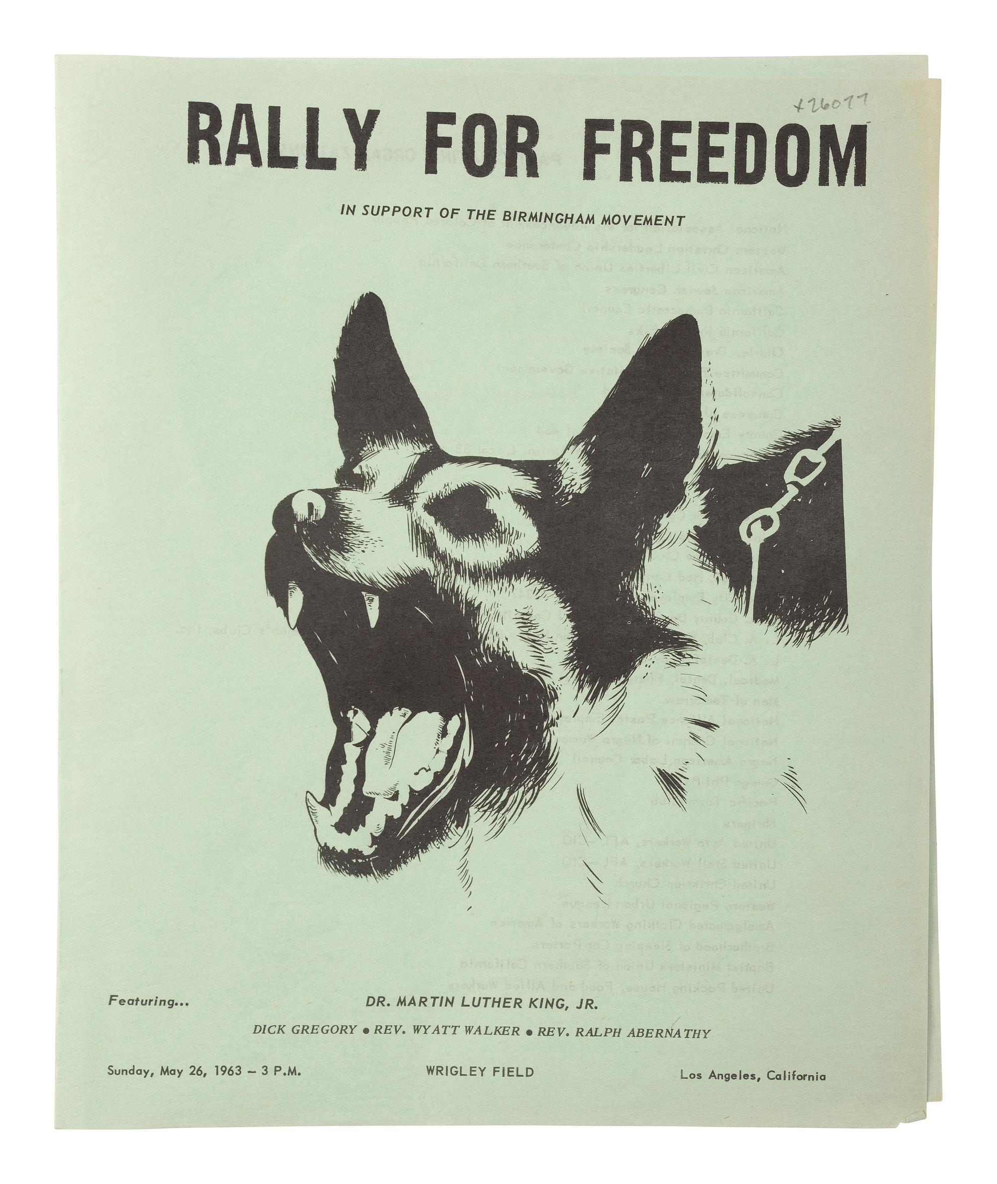 [KING, Martin Luther, Jr. (1929-1968)]. Rally for Freedom in Support of the Birmingham Movement . Wrigley Field, Los Angeles, CA: 26 May 1963.