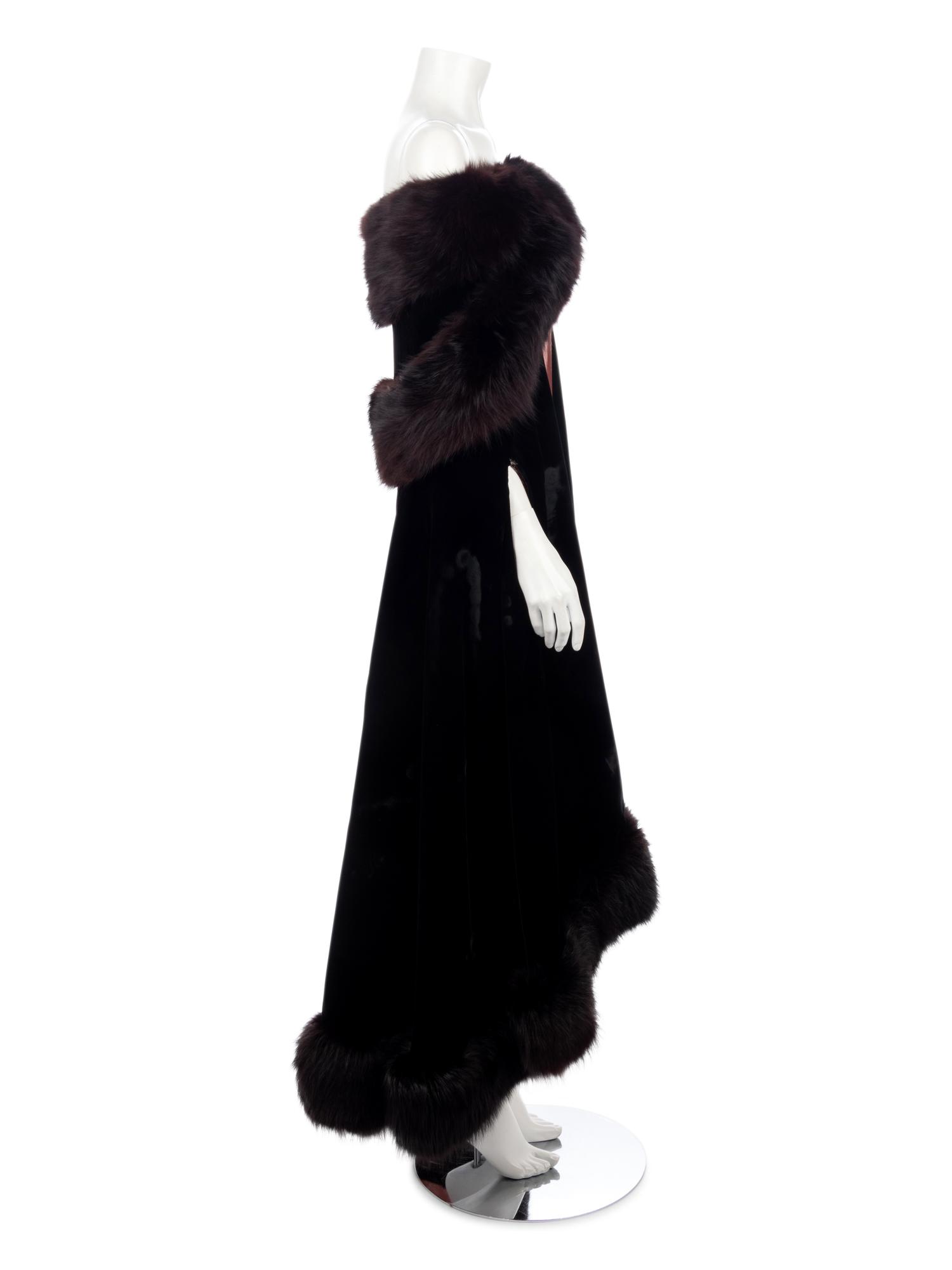 Mr. Blackwell Custom Velvet and Fur Trimmed Cape,