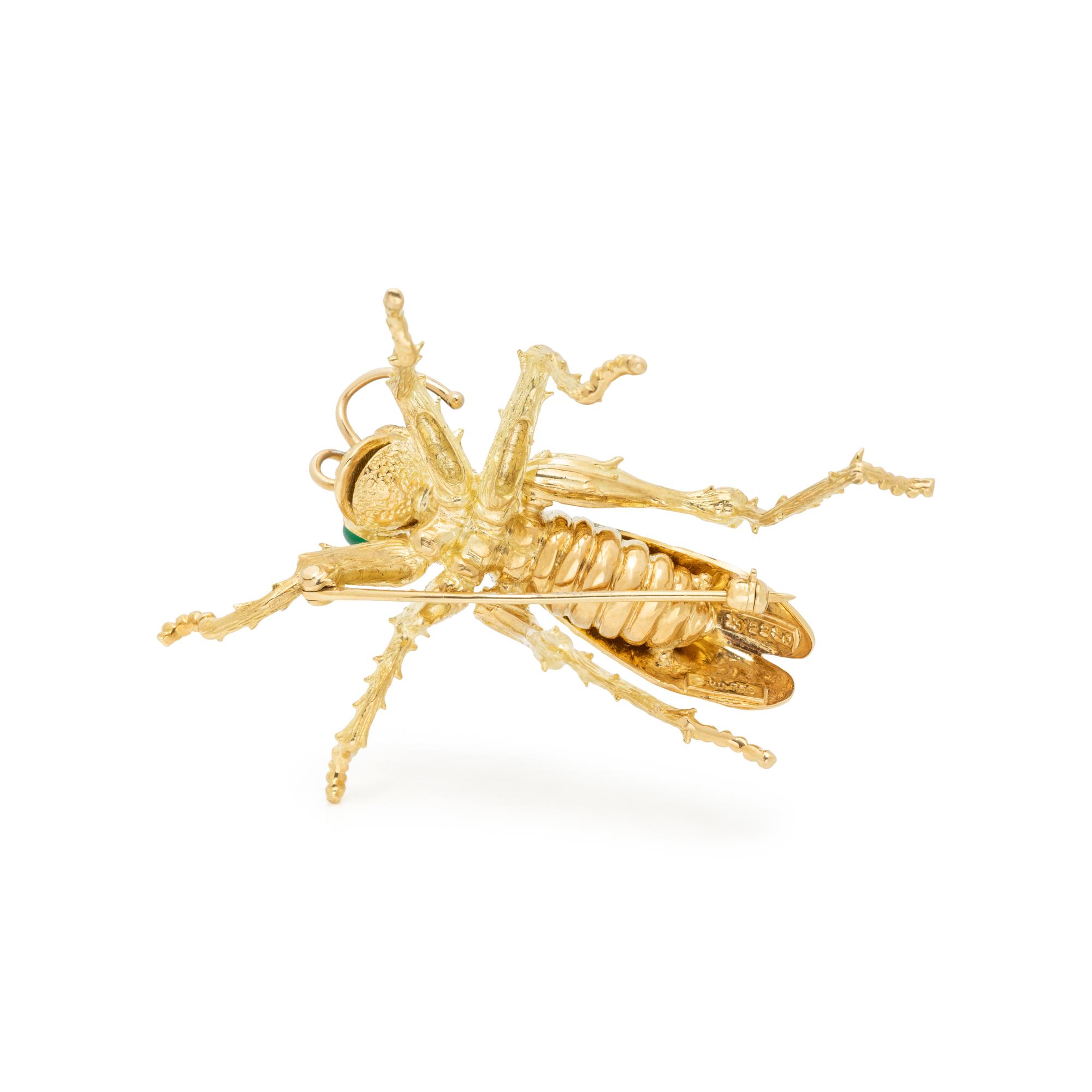 YELLOW GOLD AND DIAMOND GRASSHOPPER BROOCH