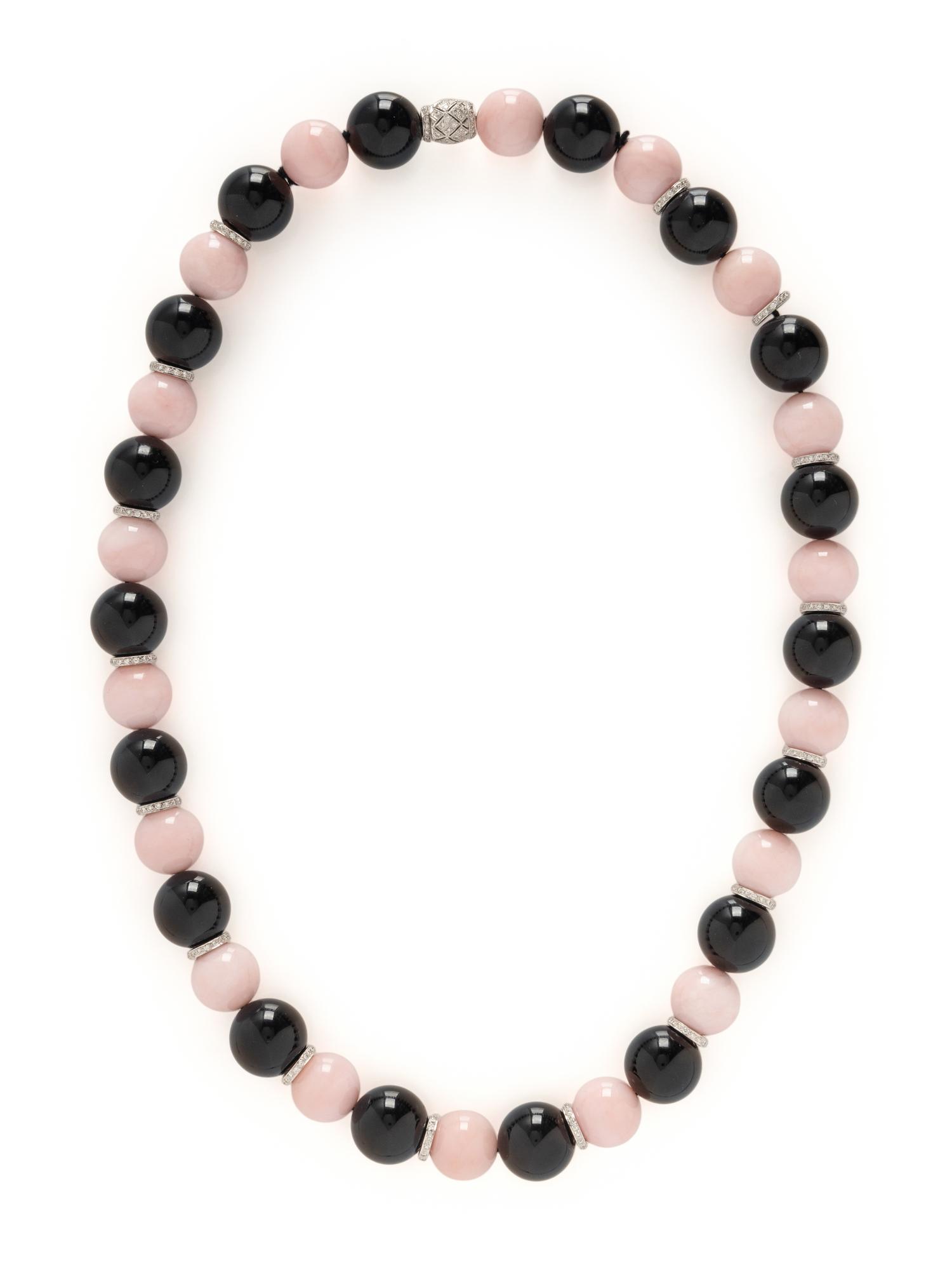 MICHELE DELLA VALLE, PINK OPAL, ONYX, AND DIAMOND NECKLACE