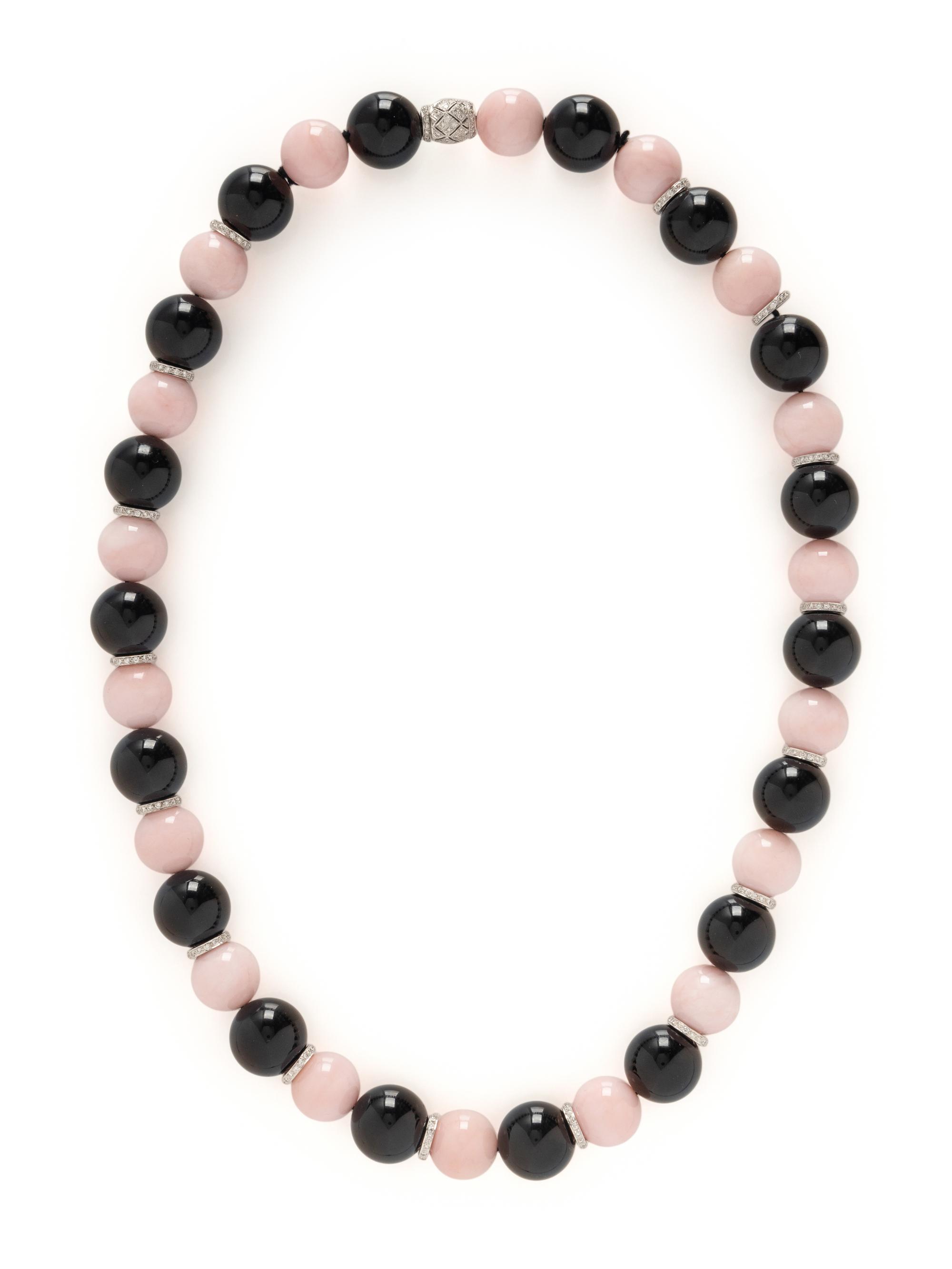 MICHELE DELLA VALLE, PINK OPAL, ONYX, AND DIAMOND NECKLACE