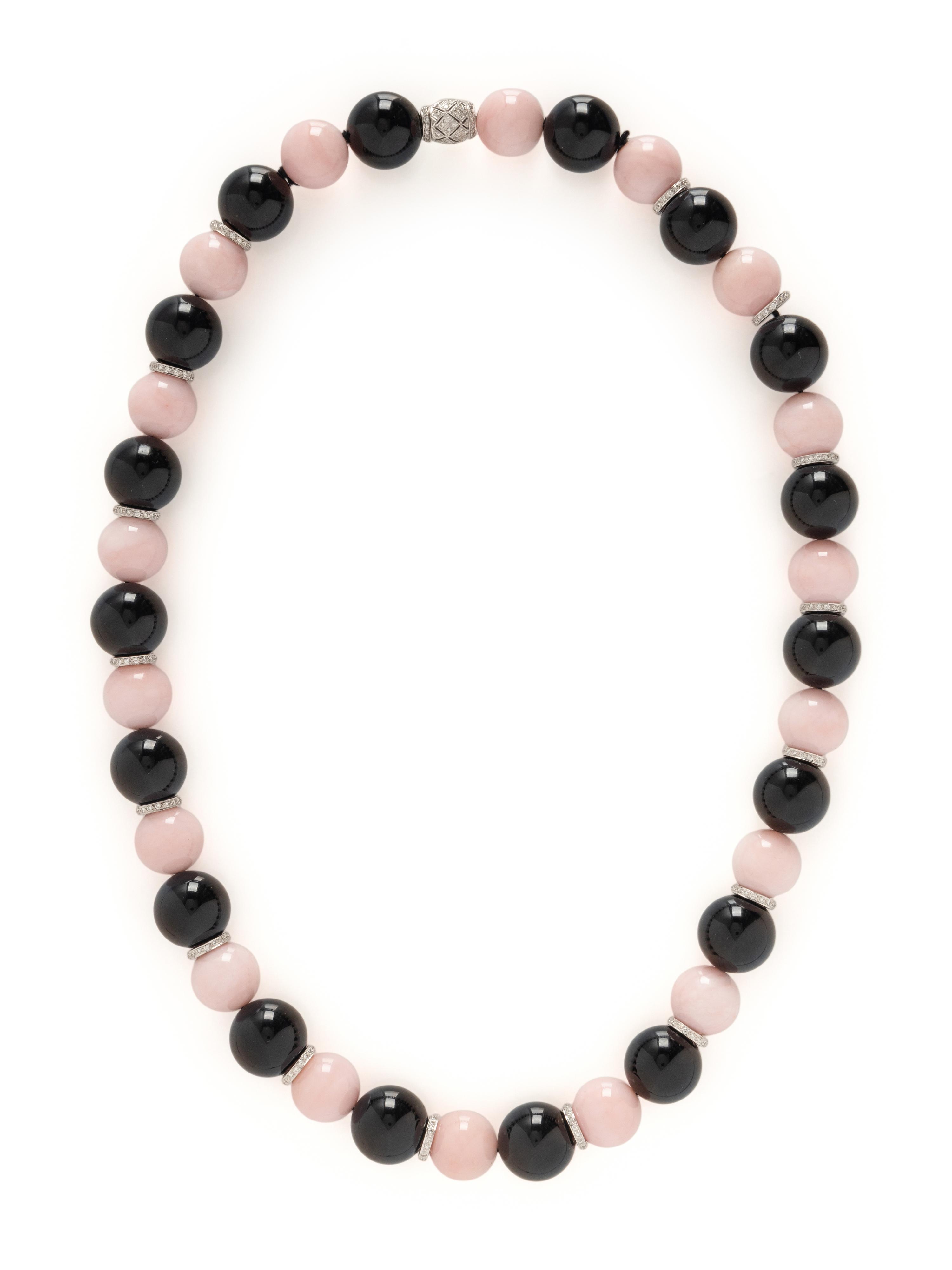 MICHELE DELLA VALLE, PINK OPAL, ONYX, AND DIAMOND NECKLACE
