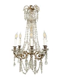 A Continental Gilt Metal Six-Light Chandelier