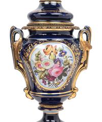 A Pair of French Porcelain Oil Lamps Converted to Electricity
