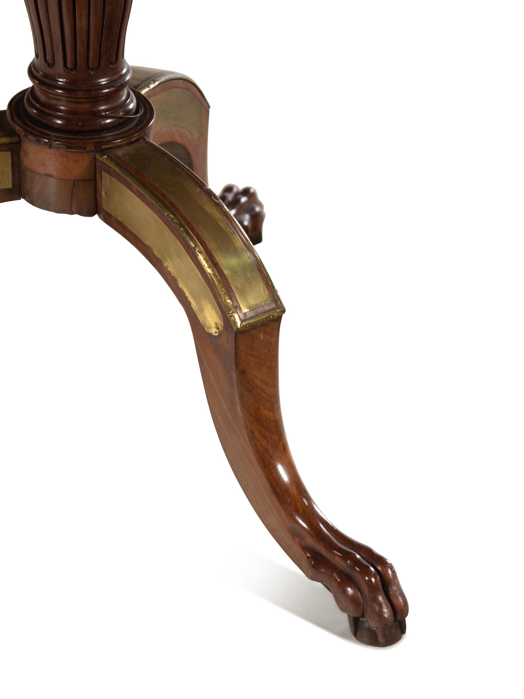 A Northern European Brass Inlaid Mahogany Center Table