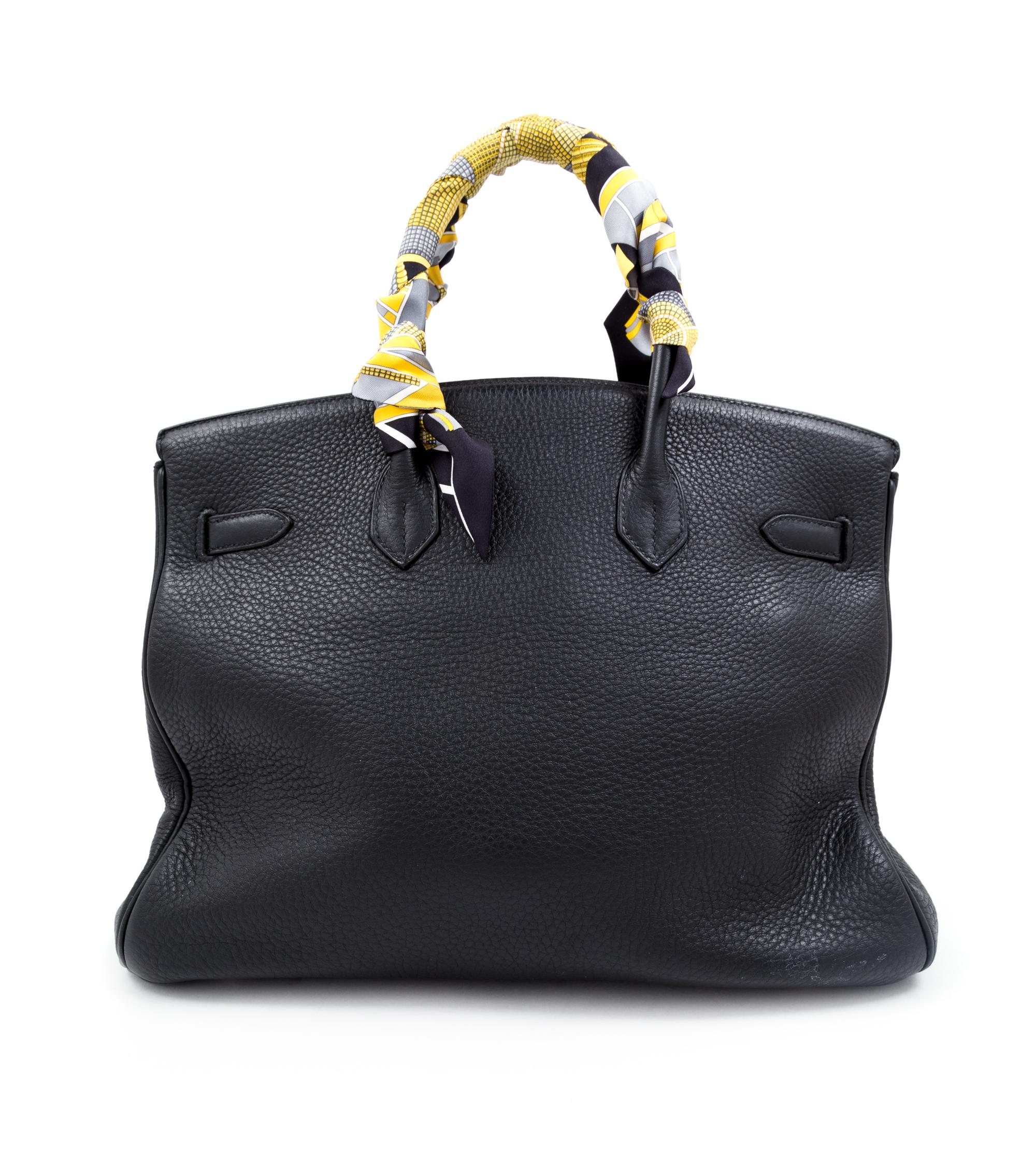 An Hermès Black Clemence 35cm Birkin, 9.75" H x 13.75" W x 7" D; Handle drop: 5".