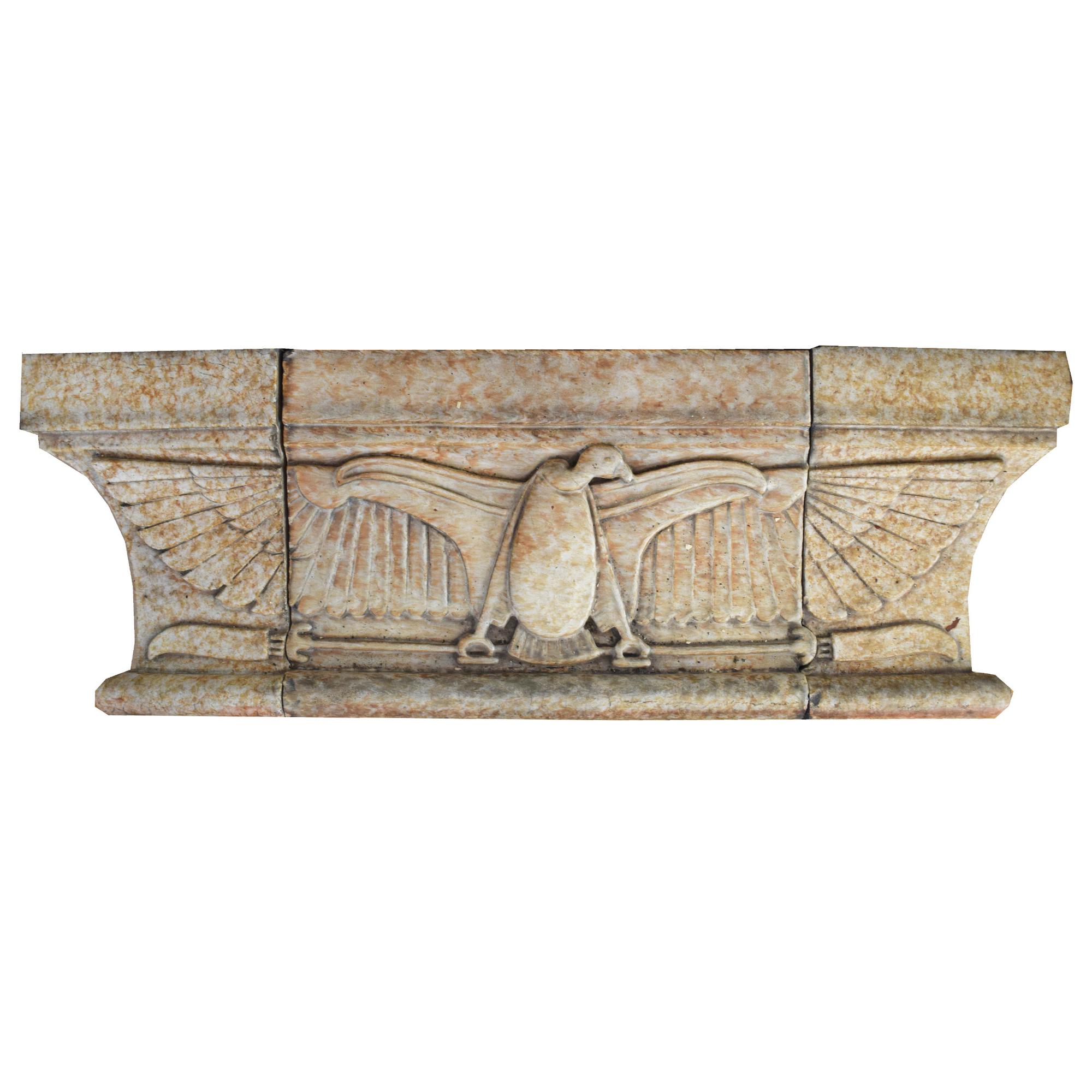 A Glazed Terra Cotta Triptych from the National Knights of Pythian Temple in Chicago, IL. 40.25" W x 7" D x 14.5" H — United States, Circa 1924