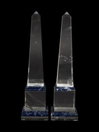 A Pair of Quartz and Lapis Lazuli Obelisks