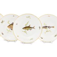 A Richard Ginori Quenelle Porcelain Fish Service