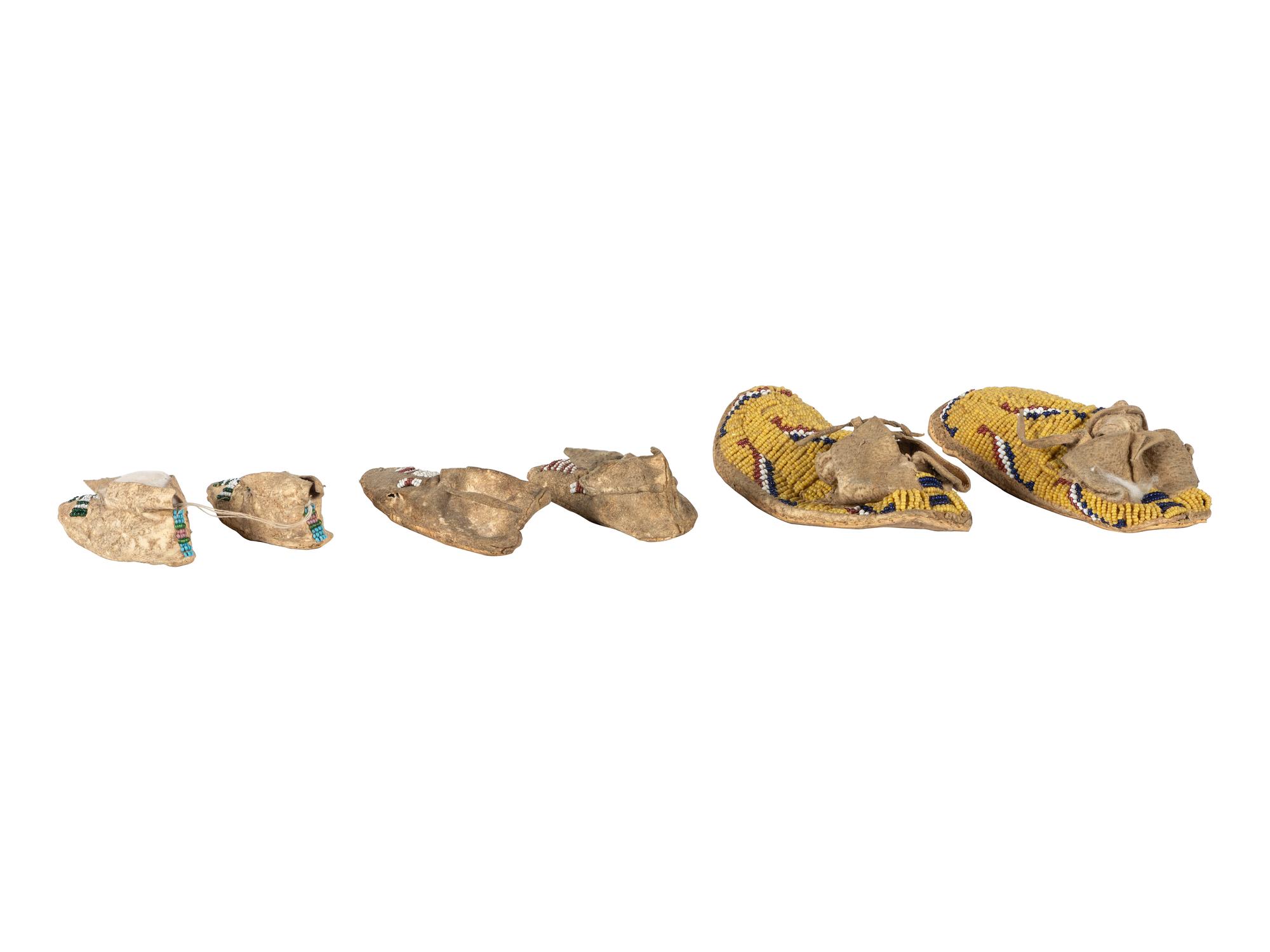 Cheyenne Child's AND Doll Beaded Hide Moccasins