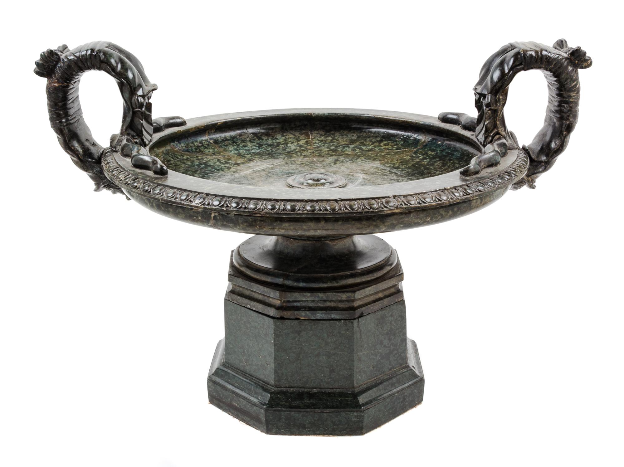 A Grand Tour Marble Tazza Height 17 1/2 x width over handles 25 1/2 inches. — EARLY 19TH CENTURY