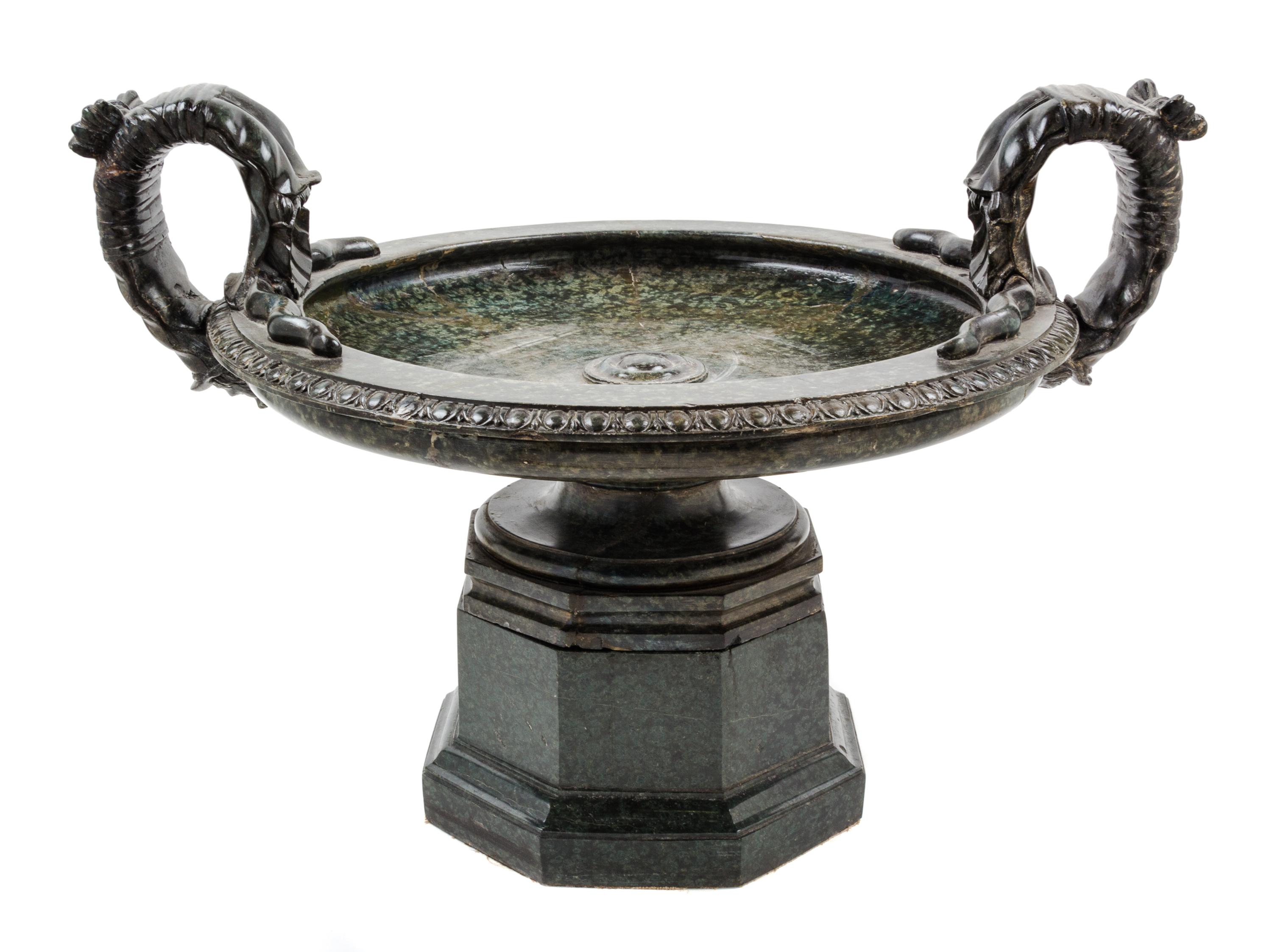 A Grand Tour Marble Tazza Height 17 1/2 x width over handles 25 1/2 inches. — EARLY 19TH CENTURY
