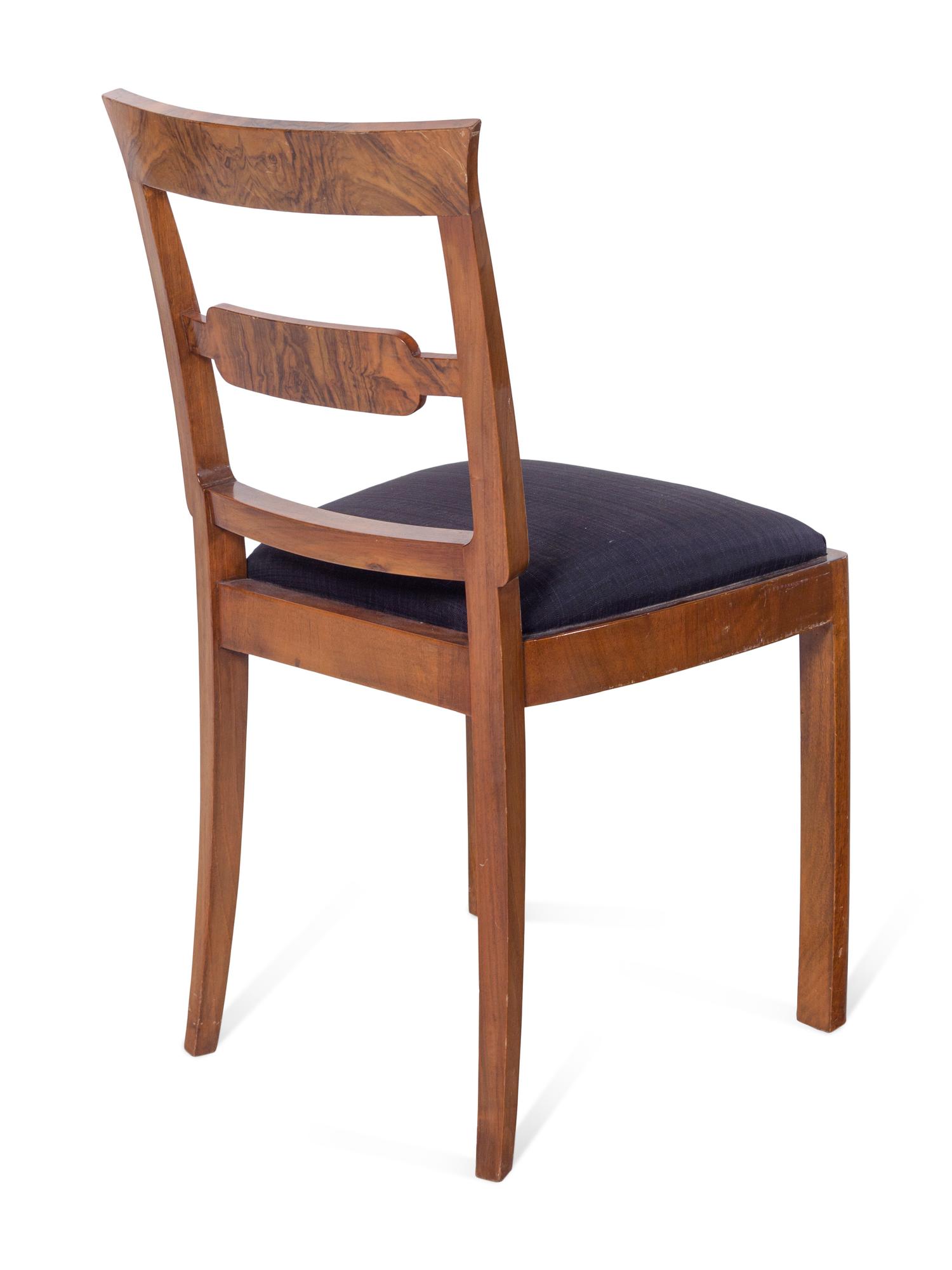 A Set of Six Austrian Burl Walnut Side Chairs