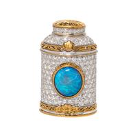 NICHOLAS VARNEY, BLACK OPAL AND DIAMOND BROOCH