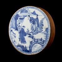 A Chinese Blue and White Porcelain Circular Plaque