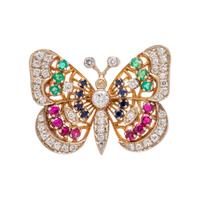 DIAMOND AND MULTIGEM BUTTERFLY PENDANT/BROOCH