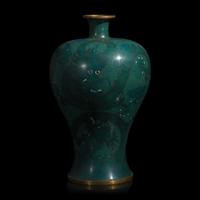 A Chinese Cloisonné Enamel 'Dragons' Meiping Vase 藍地掐絲琺瑯海水龍紋梅瓶