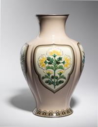 A Japanese Cloisonné Moriage Baluster Vase