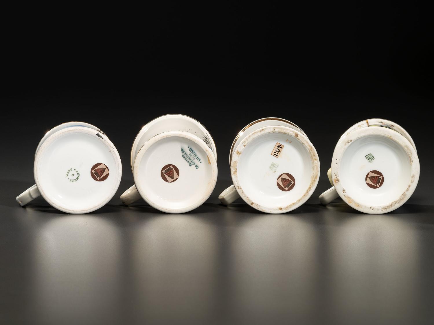 Four Railroad Worker's Porcelain Occupational Shaving Mugs