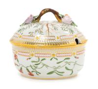 A Royal Copenhagen Flora Danica Porcelain Tureen Length 6 1/4 inches.