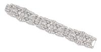 An Art Deco Platinum and Diamond Bracelet, 39.05 dwts.