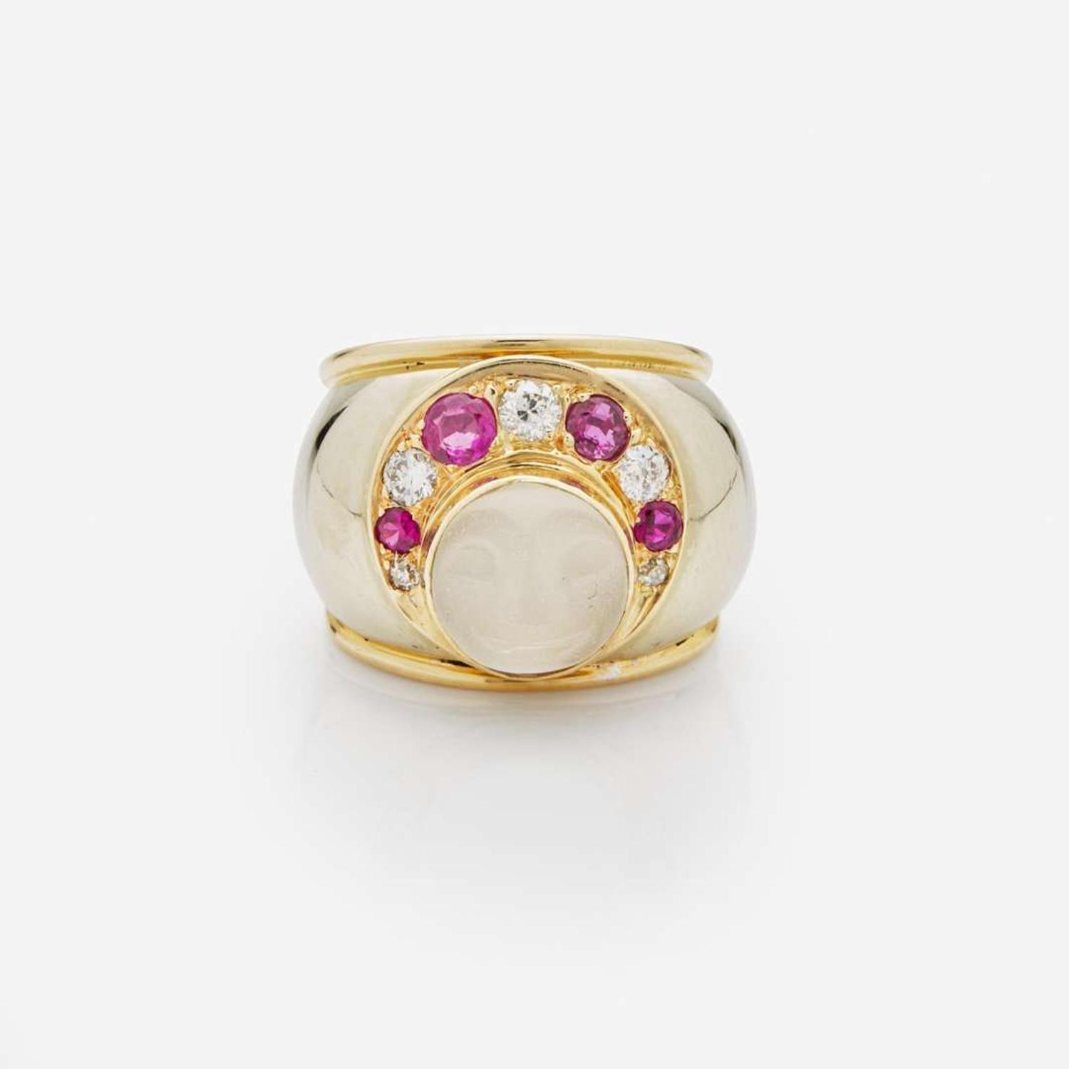 A 14K Yellow Gold and Gemstone Ring
