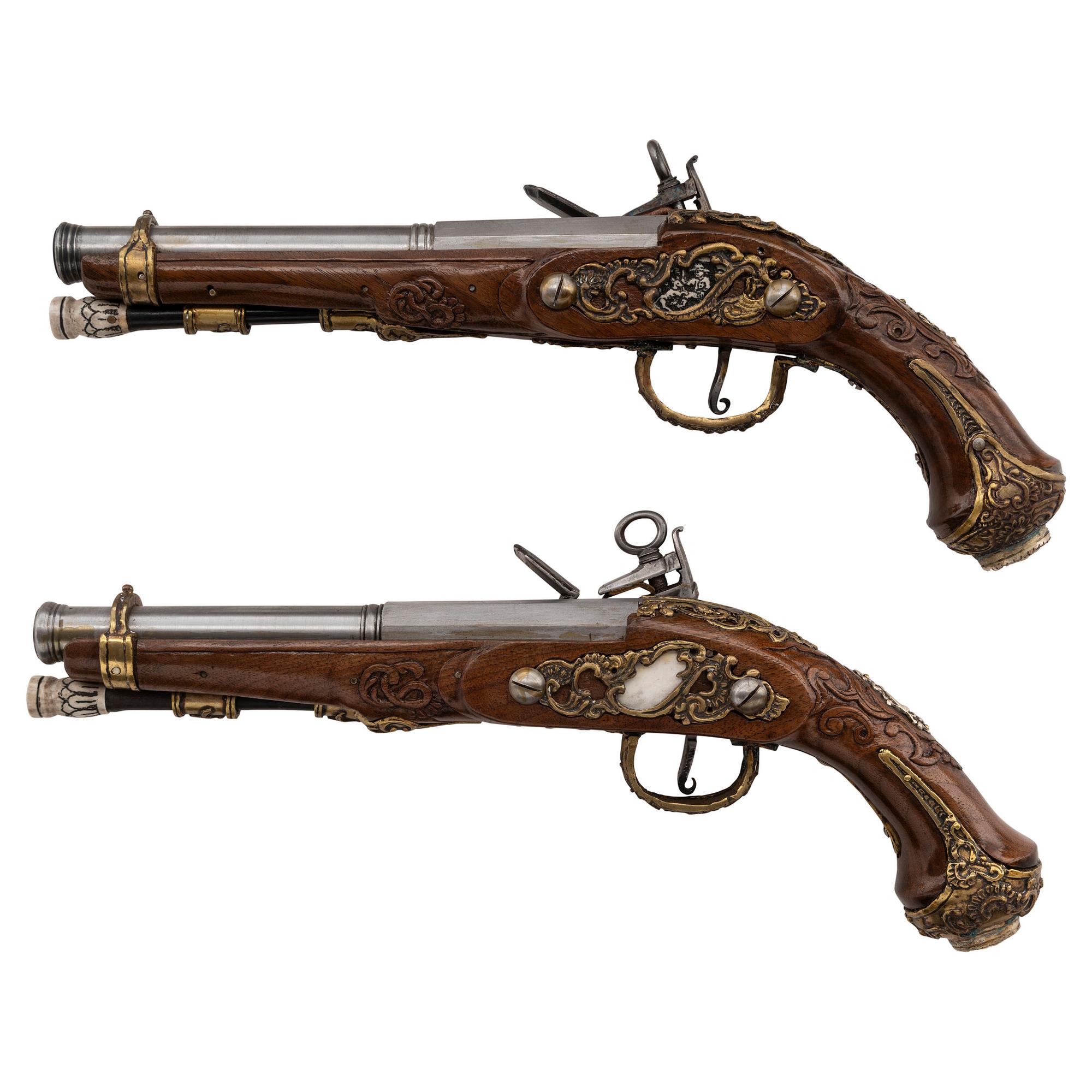 Contemporary Cased Spanish Miquelet-Style Pistols