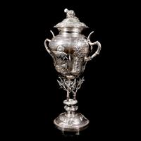 A Chinese Export Silver Cup and Cover, Early 20th Century 晚清-民國 外銷歲寒三友銀杯