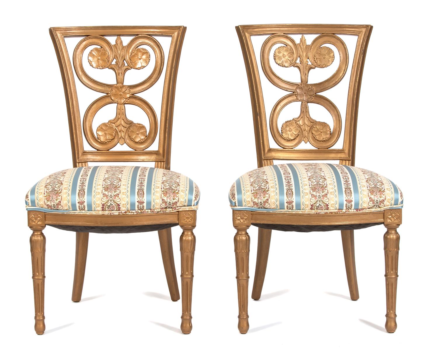 A Set of Four Russian Carved Gilt Painted Side Chairs — 19TH CENTURY