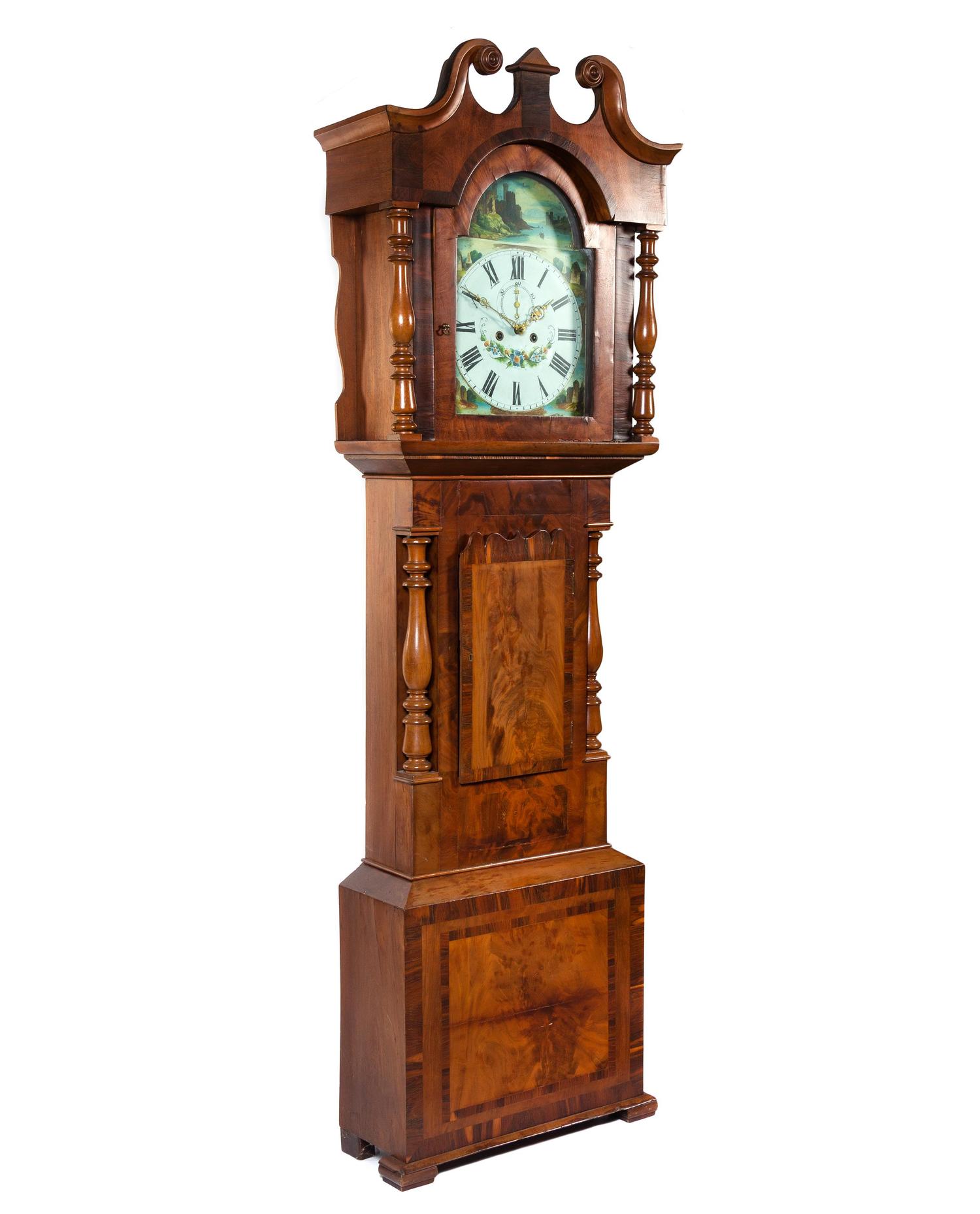 A Classical Figured Mahogany Tall Case Clock