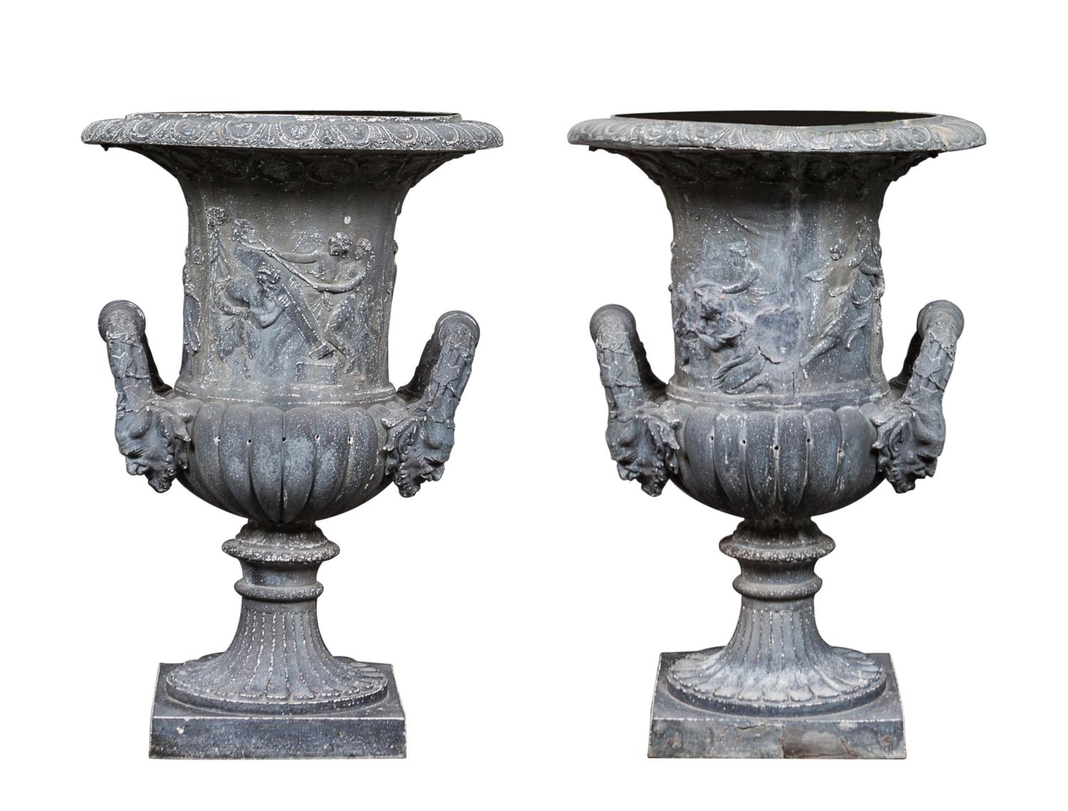 A Pair of Neoclassical Style Composite Urns Height 31 1/2 inches. — SECOND HALF 20TH CENTURY