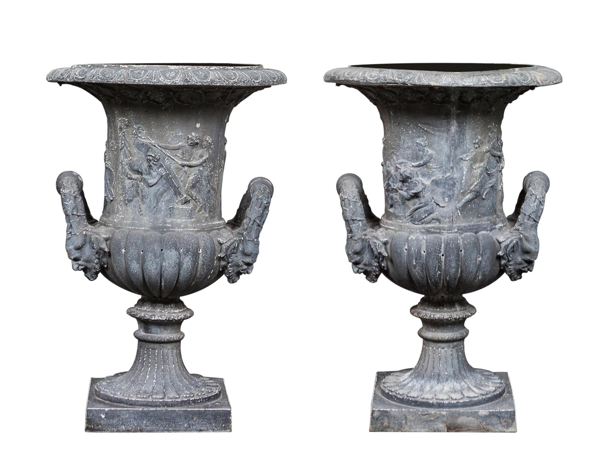 A Pair of Neoclassical Style Composite Urns Height 31 1/2 inches. — SECOND HALF 20TH CENTURY