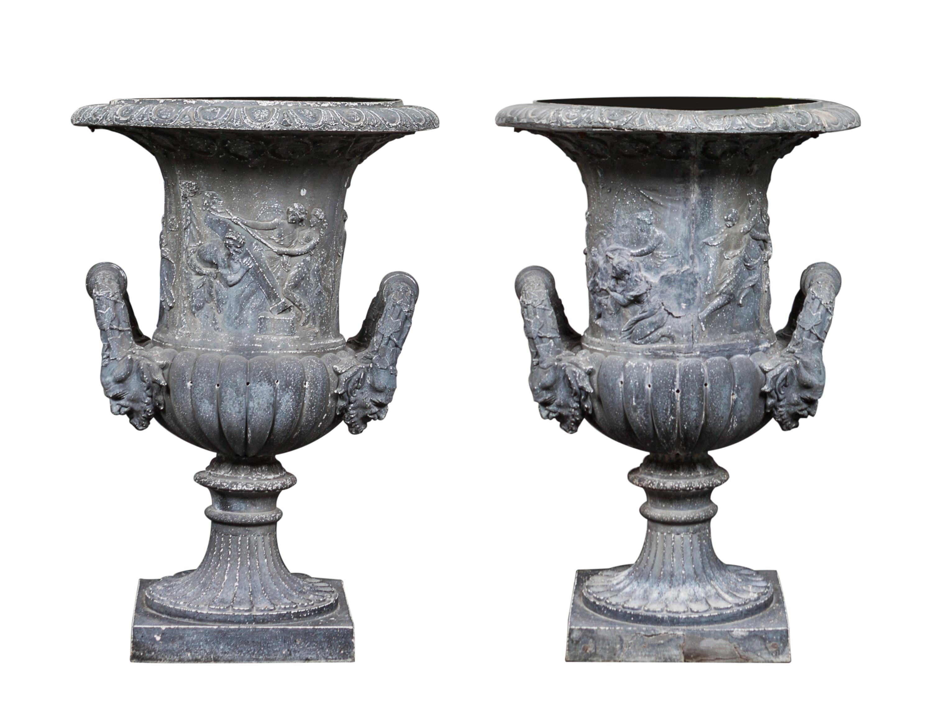 A Pair of Neoclassical Style Composite Urns Height 31 1/2 inches. — SECOND HALF 20TH CENTURY