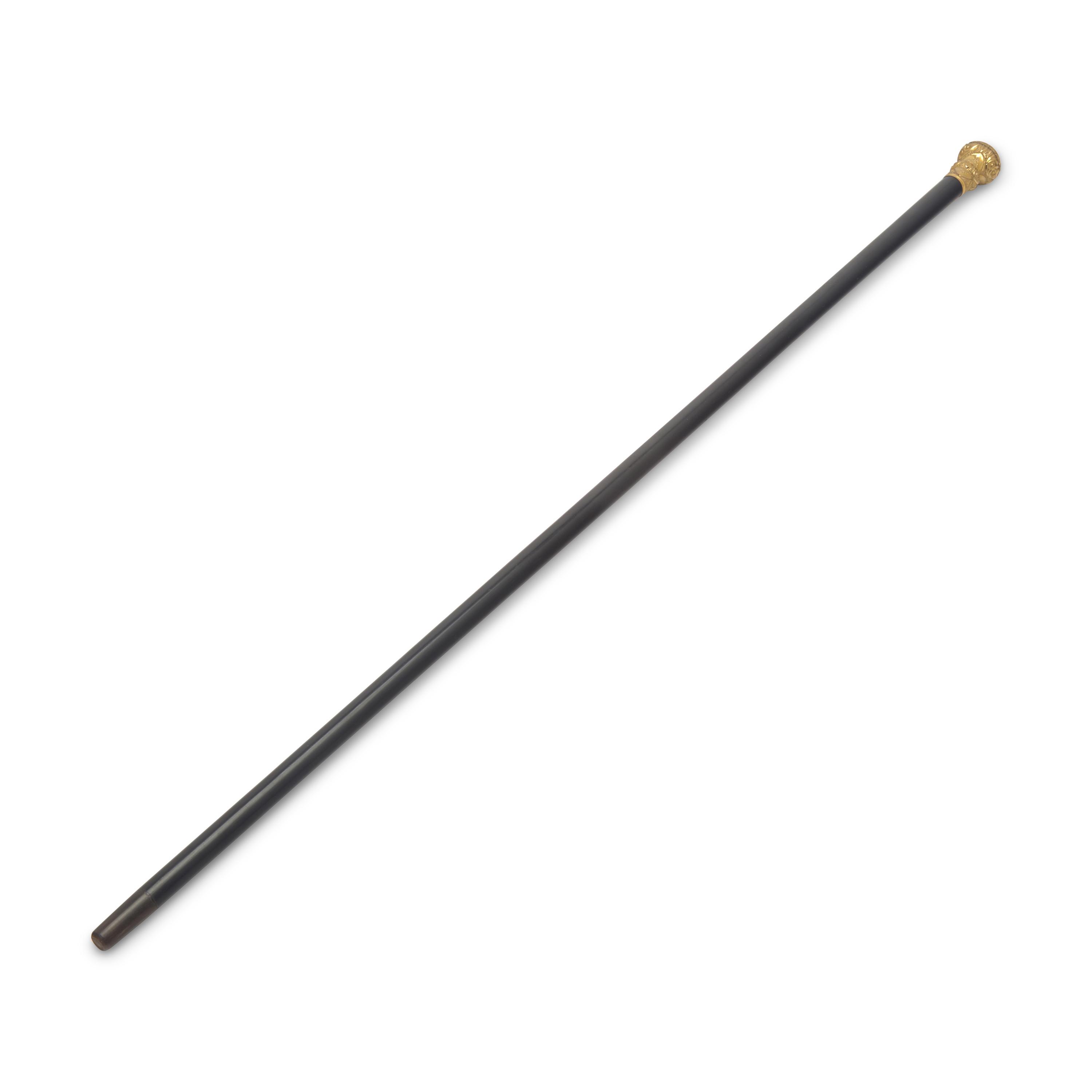 A Gold-Mounted and Ebonized Walking Stick