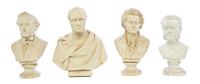 Two English Bisque Busts, Height of first 9 1/2 inches.