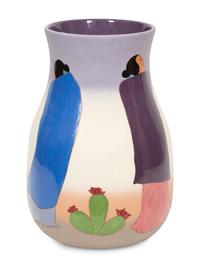 An RC Gorman ceramic vase, Dessert Flowers