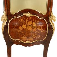 A Louis XV Style Gilt Bronze Mounted Marquetry Bombé Vitrine