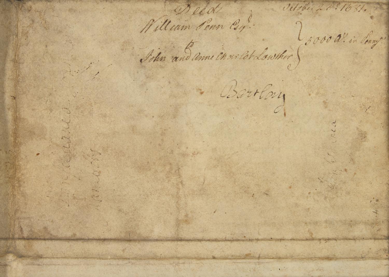 [Philadelphia] Penn, William. Partially-Printed Document, signed