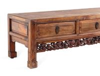 A Chinese Carved Wood Low Cabinet