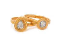 GURHAN, PAIR OF YELLOW GOLD AND ROSE CUT DIAMOND RINGS