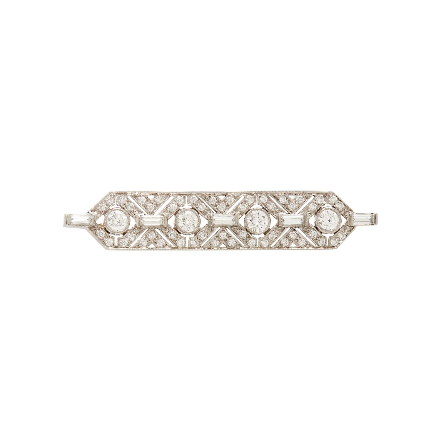 PLATINUM AND DIAMOND BAR BROOCH