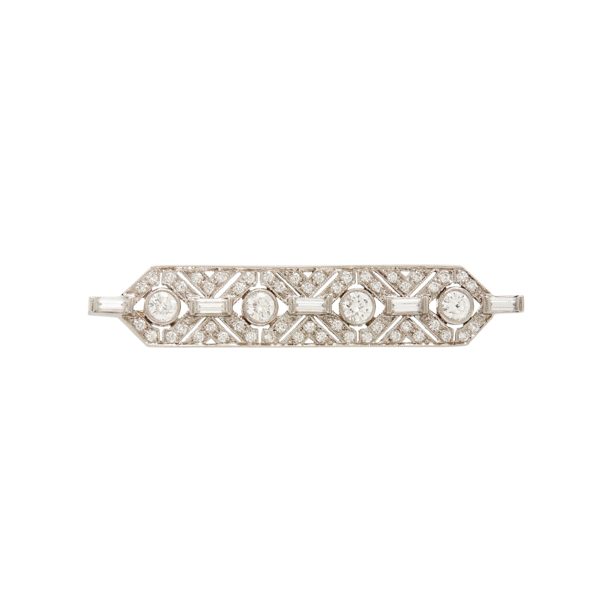 PLATINUM AND DIAMOND BAR BROOCH