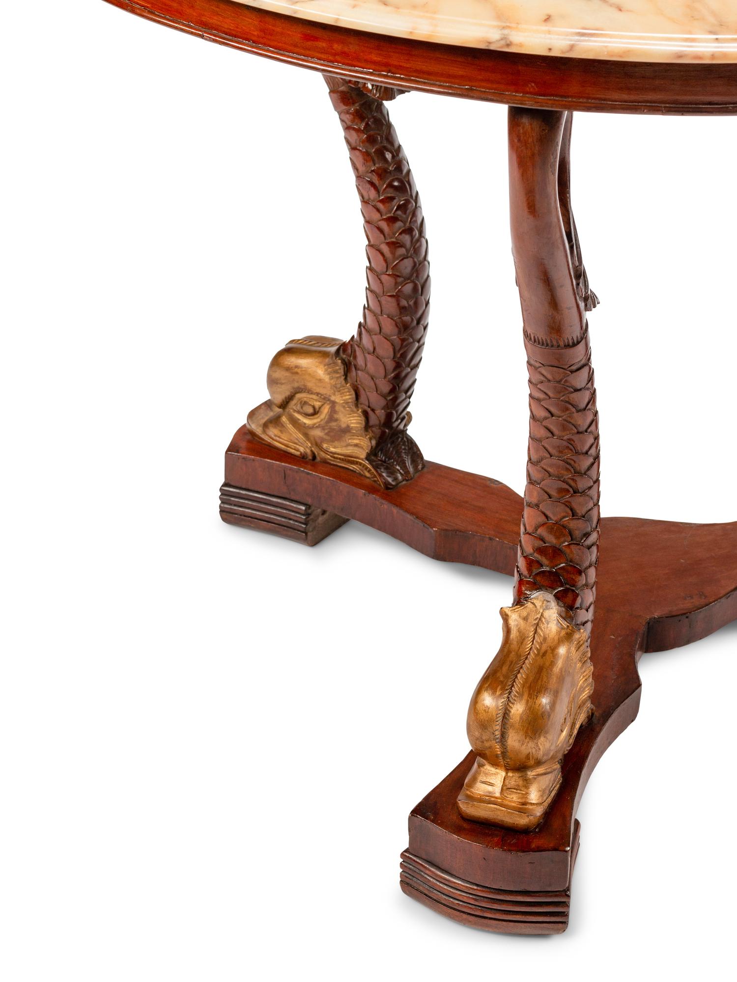 A Northern European Neoclassical Parcel Gilt Mahogany Center Table