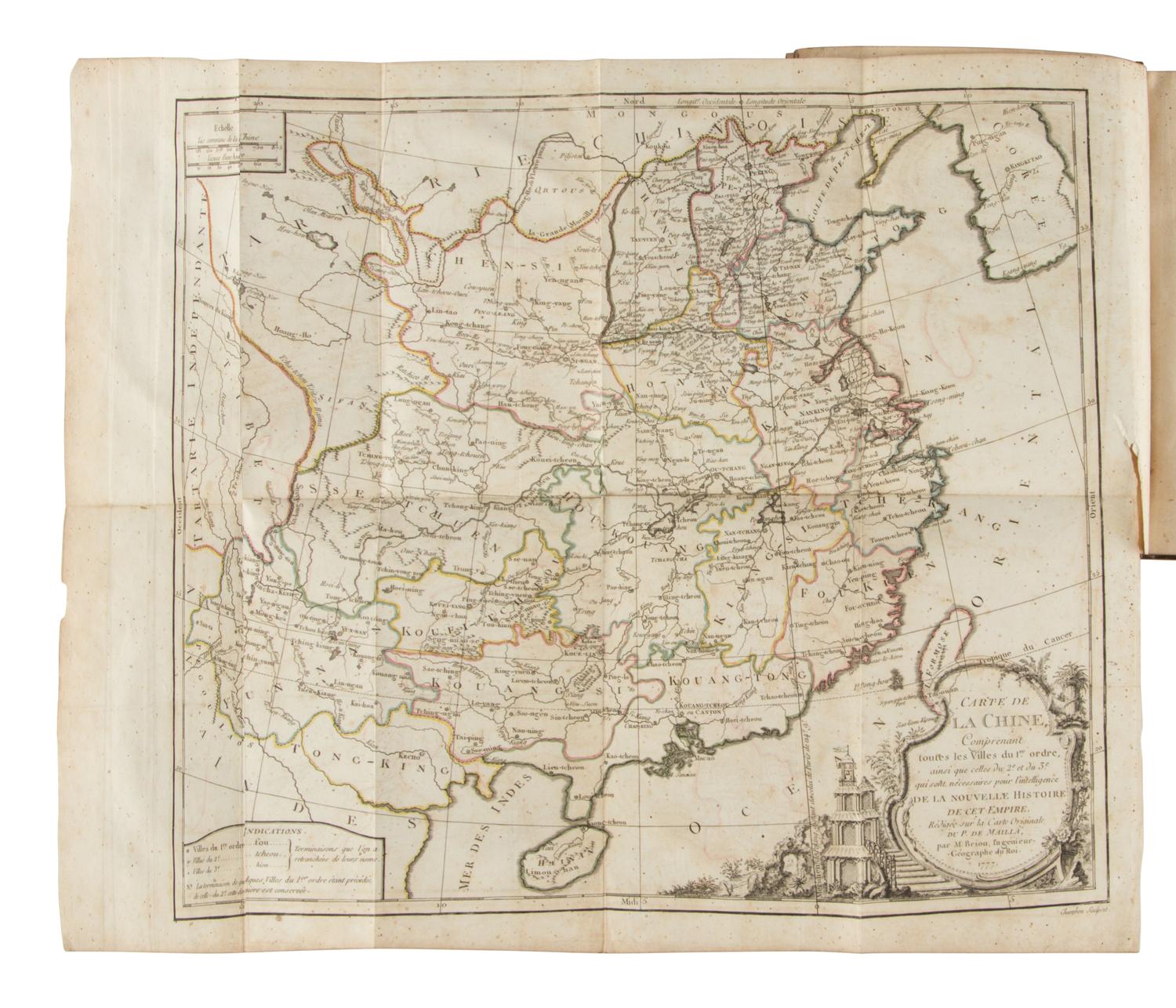 MAILLAC, Joseph Anne Marie de Moyriac de (1669-1748). Histoire Generale de la Chine, ou annales de cet empire; traduites du Tong-Kien-Kang-Mou . Paris: Pierres and Clousier, 1777-1783.