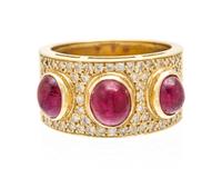 An 18 Karat Yellow Gold, Ruby and Diamond Ring, 8.00 dwts.