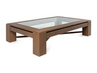 A Contemporary Faux Leather, Brass and Glass Low Table